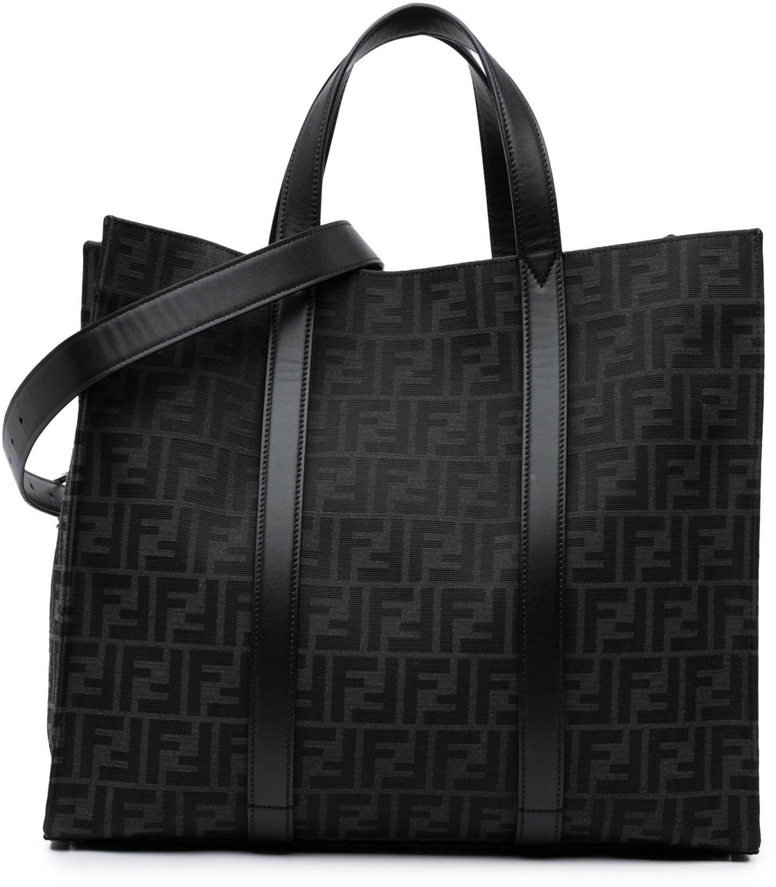 Fendi Large Zucca Jacquard Shopper Tote Zwart