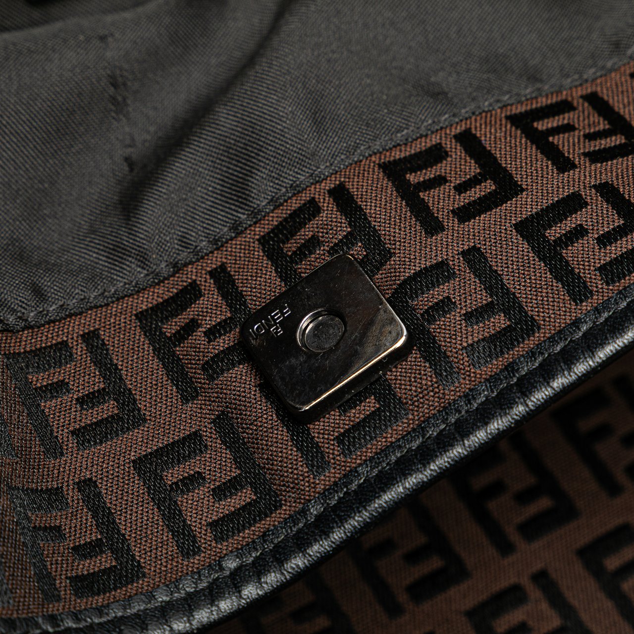 Fendi Zucchino Canvas Tote Bruin
