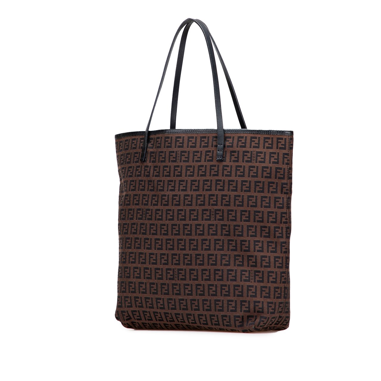 Fendi Zucchino Canvas Tote Bruin