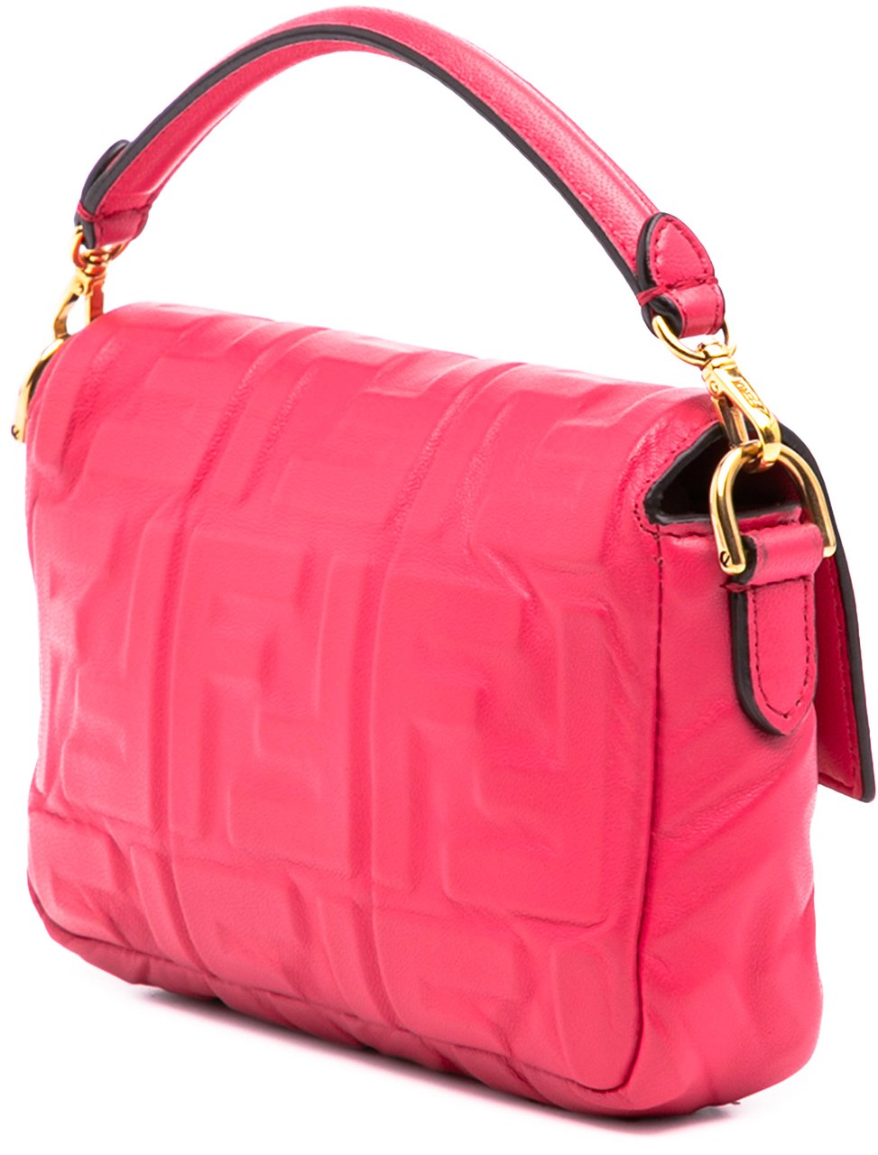 Fendi Mini Zucca Embossed Leather Baguette Satchel Roze