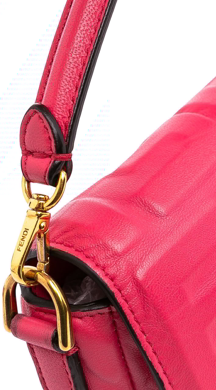 Fendi Mini Zucca Embossed Leather Baguette Satchel Roze