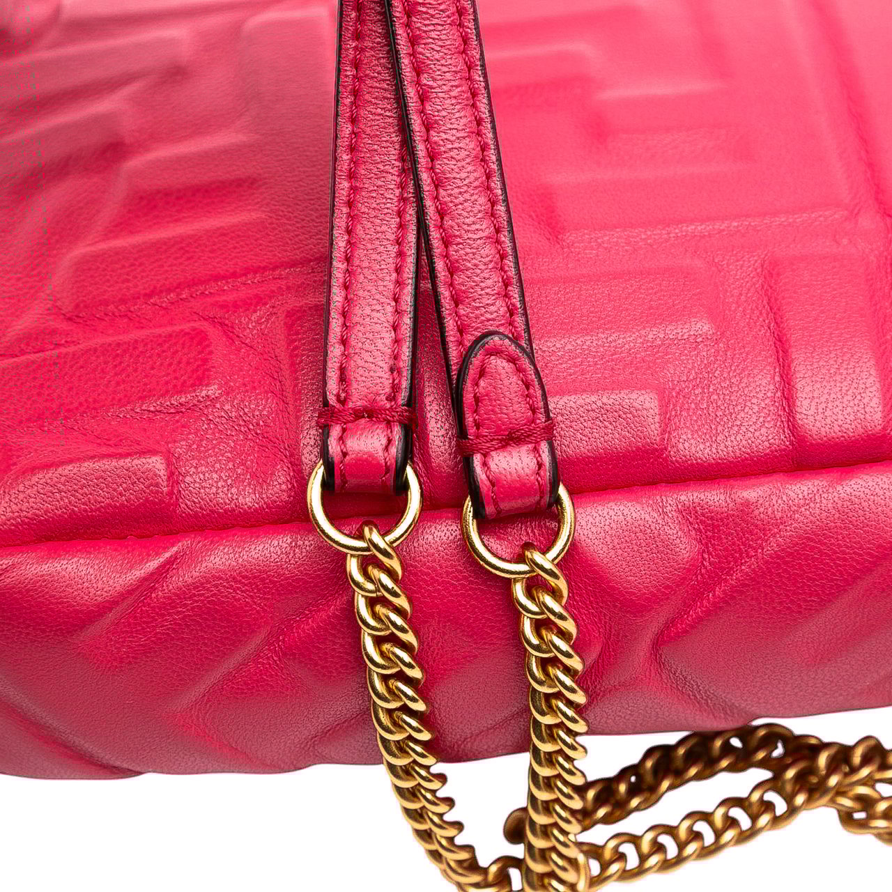 Fendi Mini Zucca Embossed Leather Baguette Satchel Roze