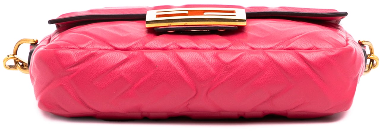 Fendi Mini Zucca Embossed Leather Baguette Satchel Roze