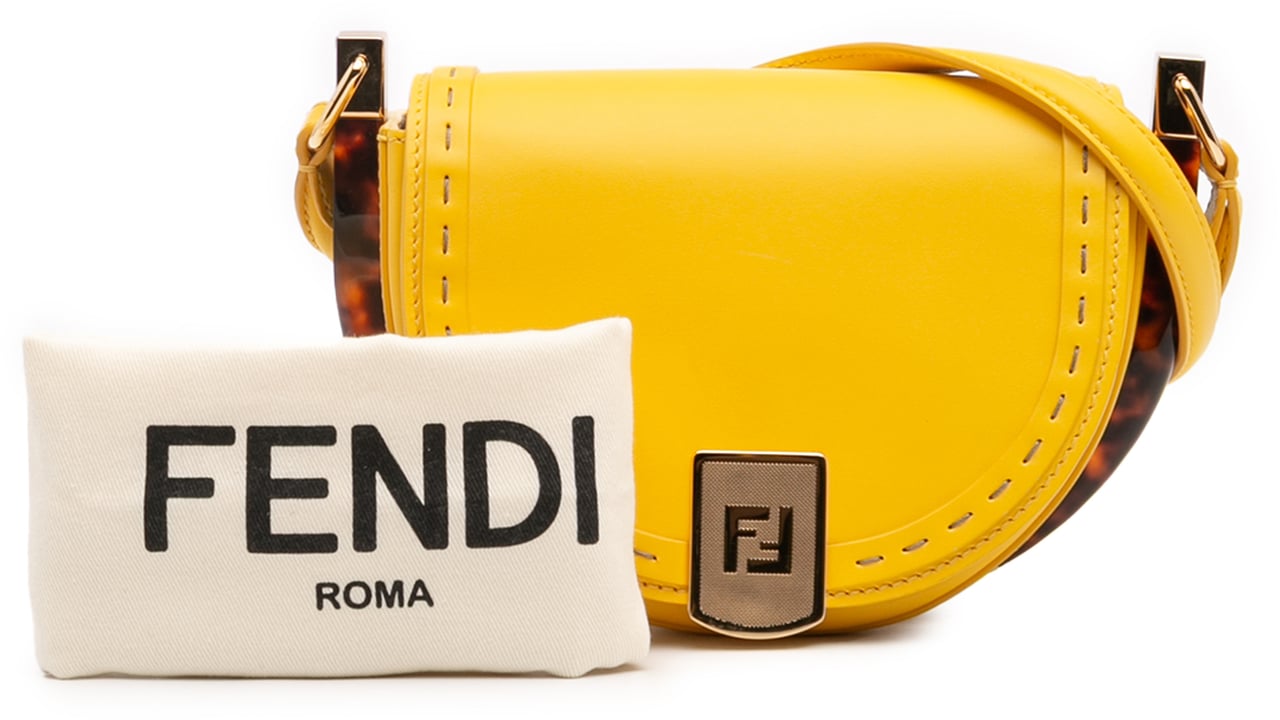 Fendi Leather Moonlight Crossbody Geel