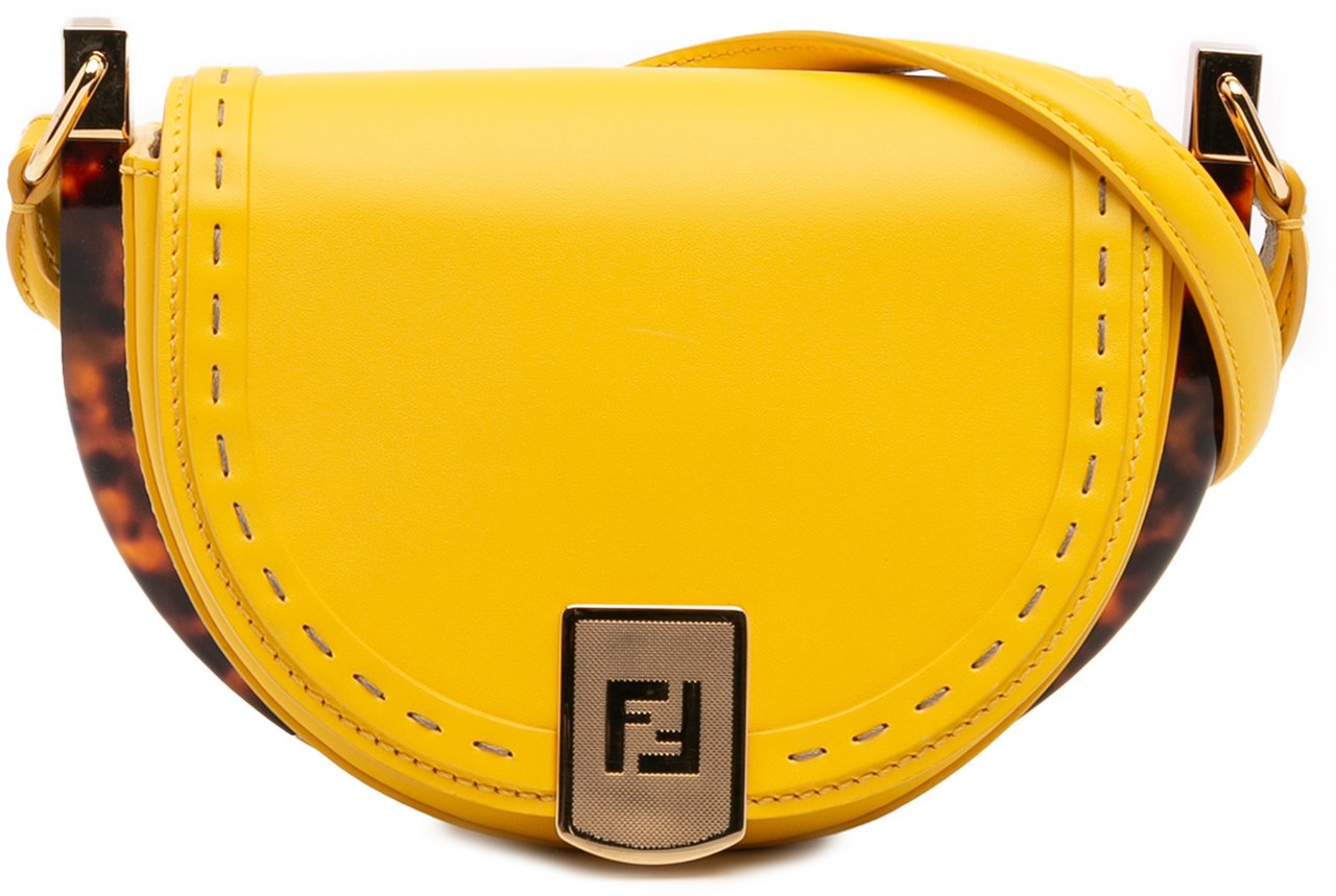 Fendi Leather Moonlight Crossbody Geel
