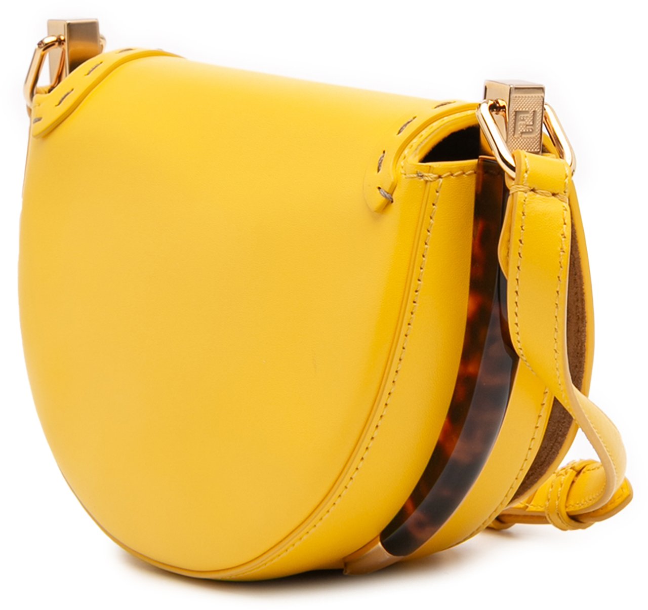 Fendi Leather Moonlight Crossbody Geel