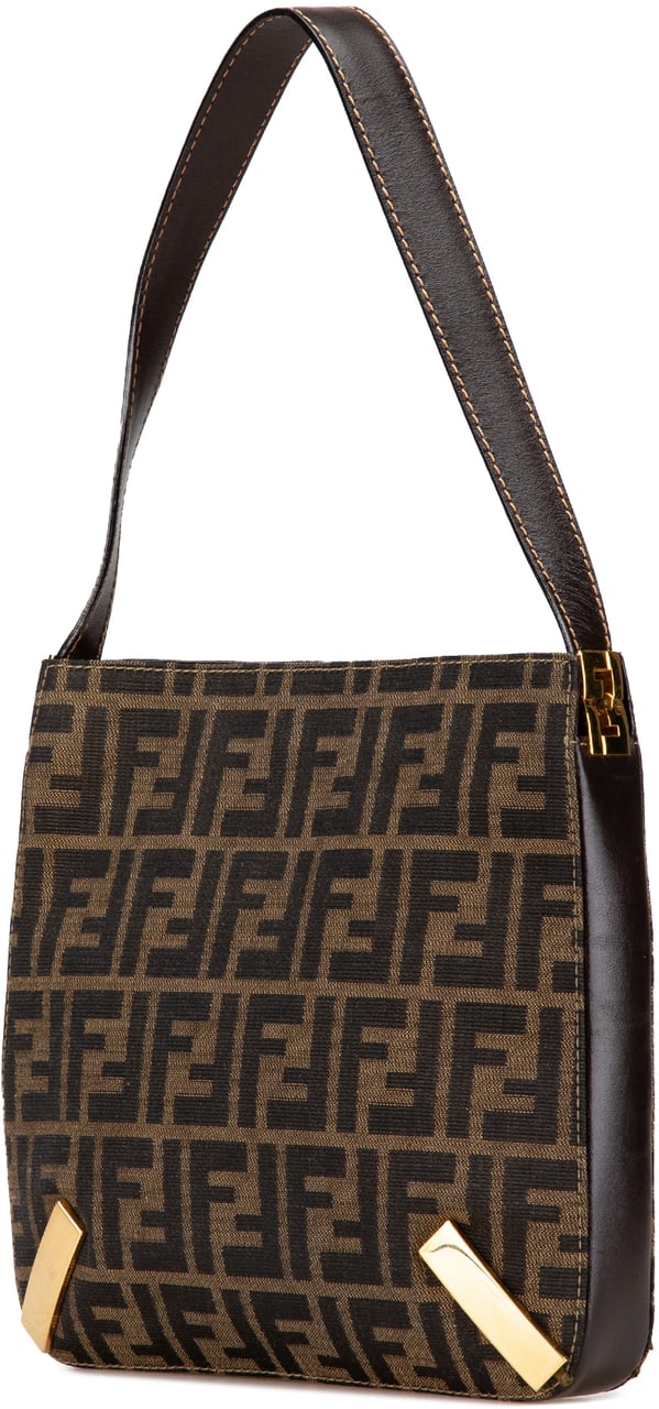 Fendi Zucca Canvas Shoulder Bag Bruin
