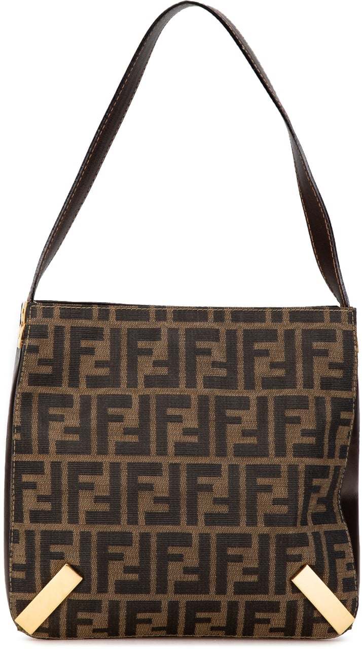 Fendi Zucca Canvas Shoulder Bag Bruin