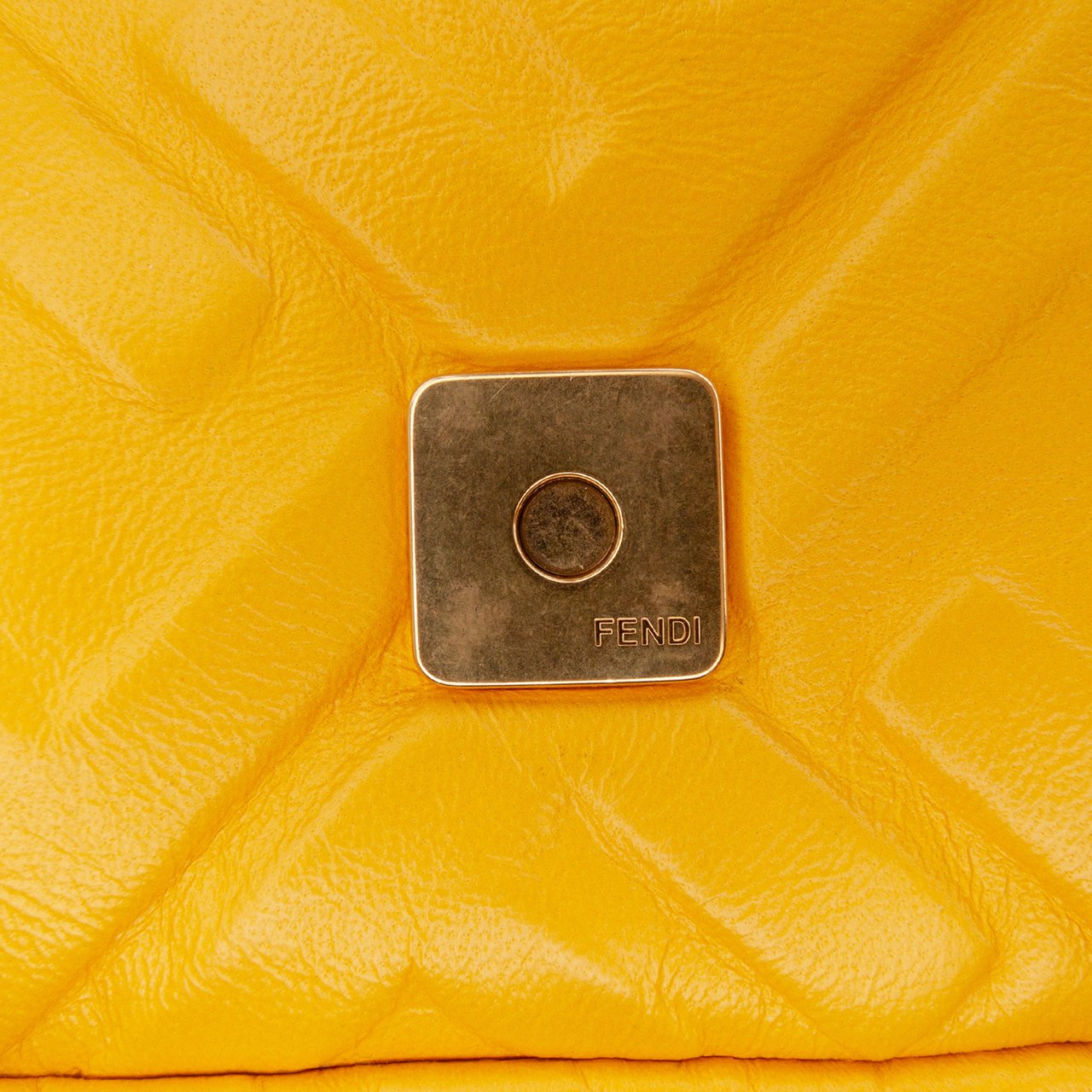 Fendi Mini Zucca Embossed Leather Baguette Satchel Geel