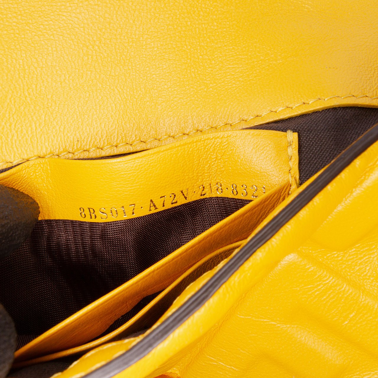 Fendi Mini Zucca Embossed Leather Baguette Satchel Geel