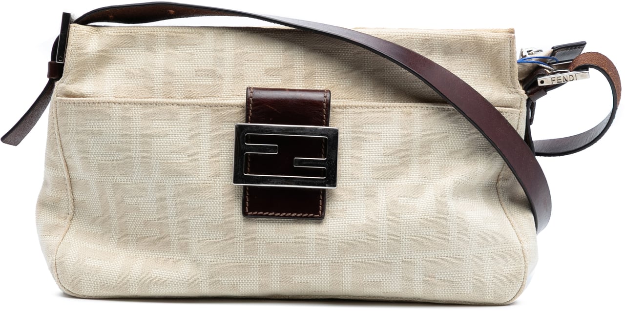 Fendi Zucca Canvas Shoulder Bag Bruin