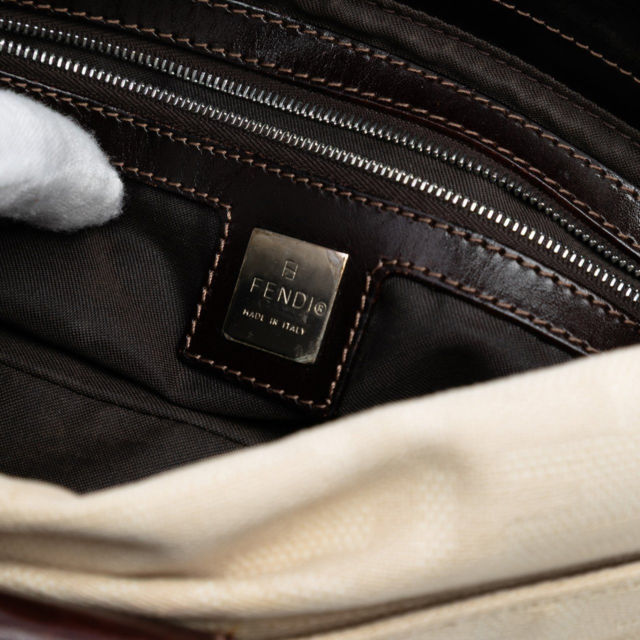 Fendi Zucca Canvas Shoulder Bag Bruin