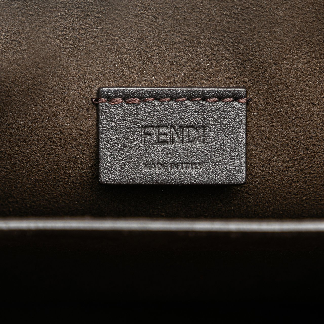Fendi Leather Crystal Fab Crossbody Bruin