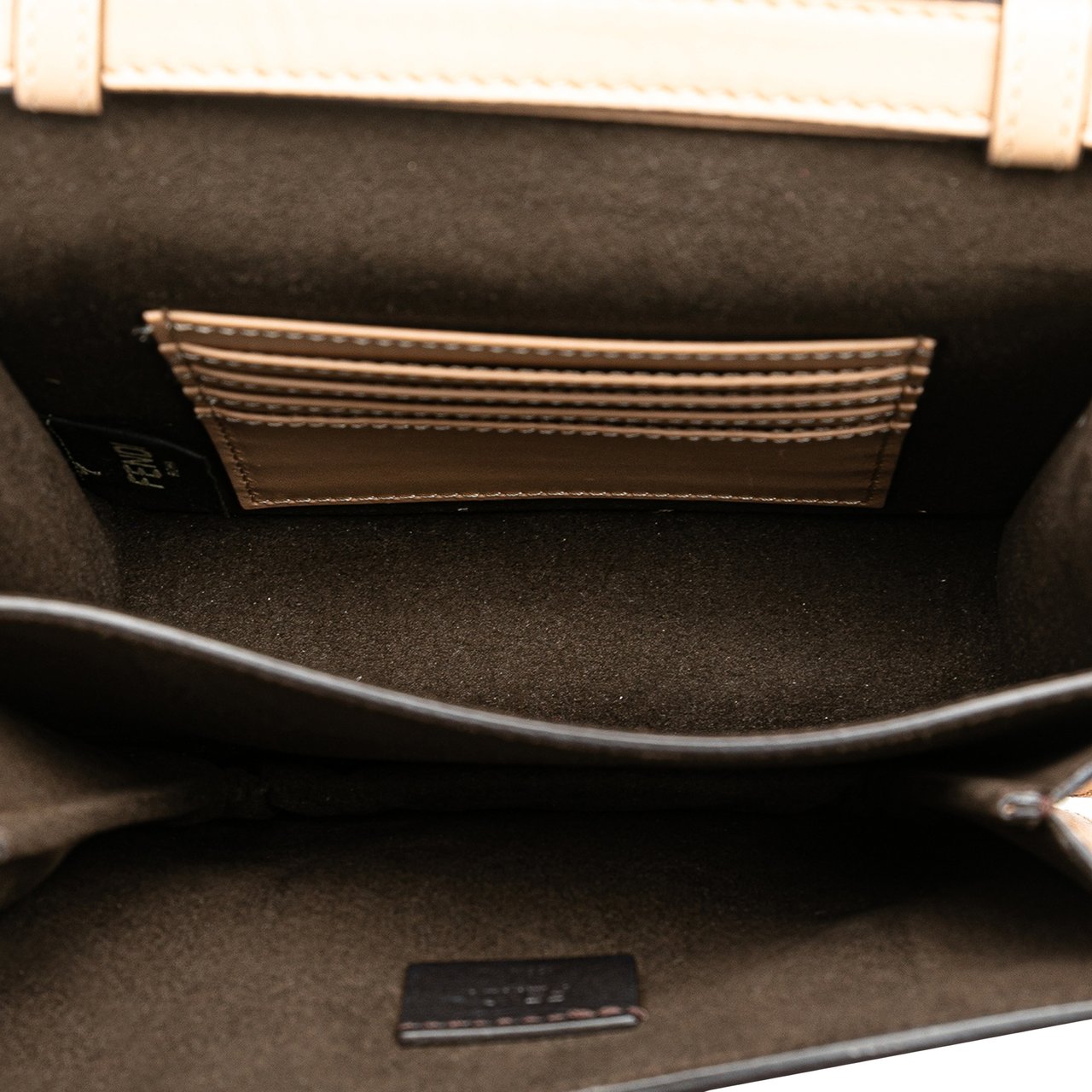 Fendi Leather Crystal Fab Crossbody Bruin