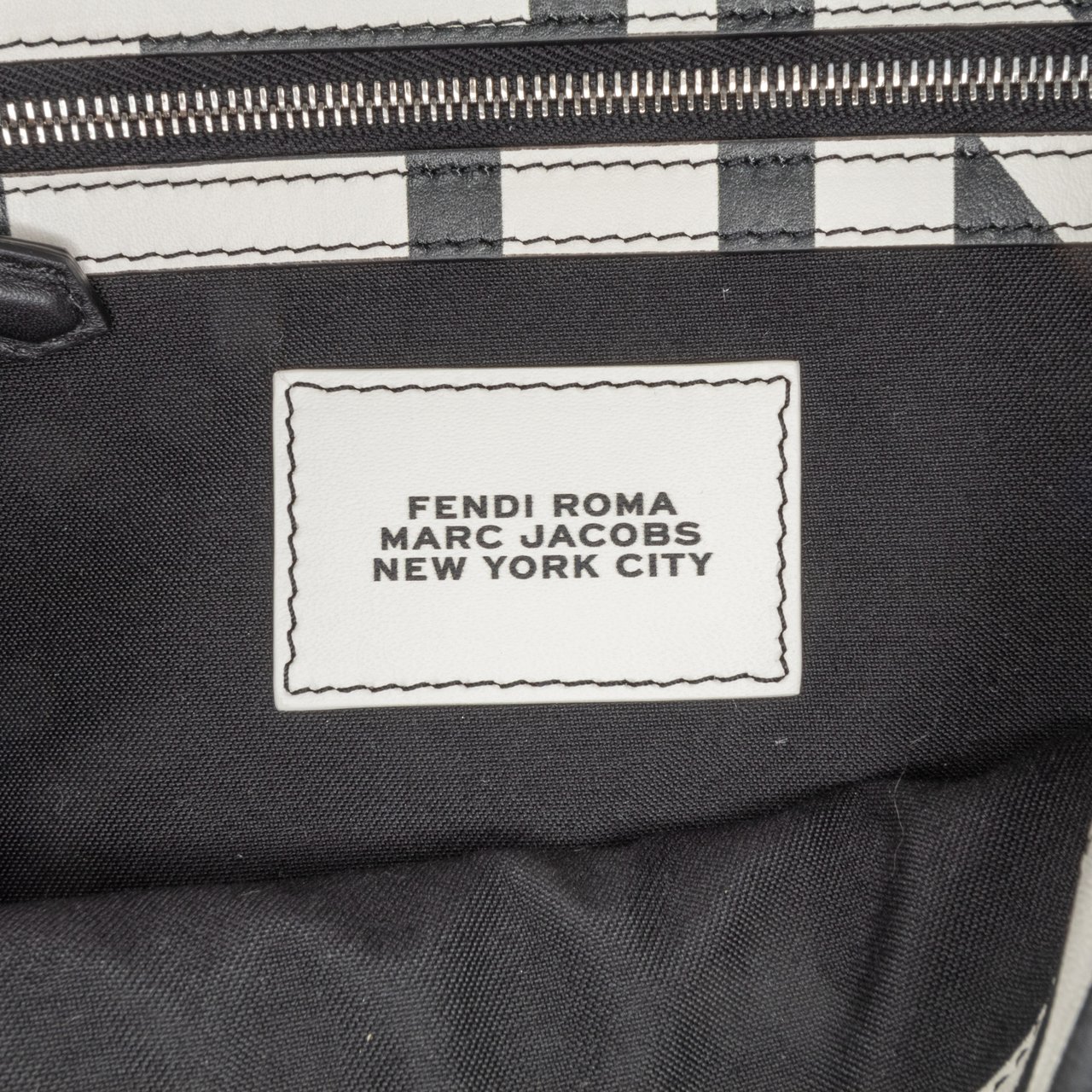Fendi Marc Jacobs Nappa Vitello King Logo Print Baguette Phone Pouch Satchel Wit