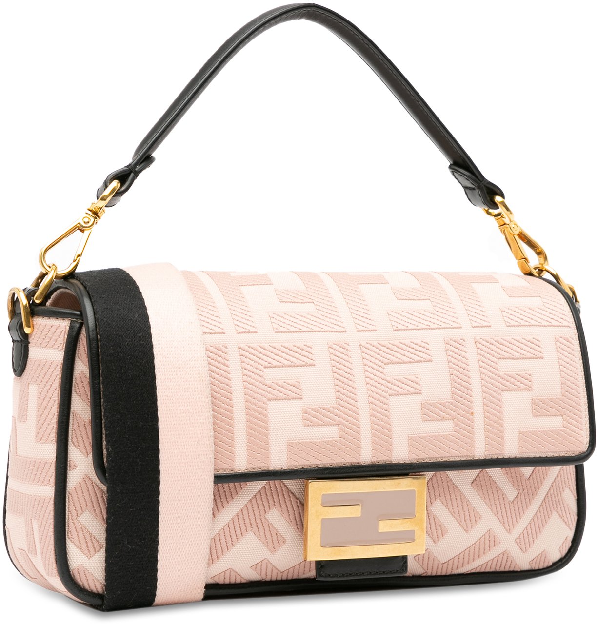 Fendi Zucca Embroidered Baguette Satchel Roze