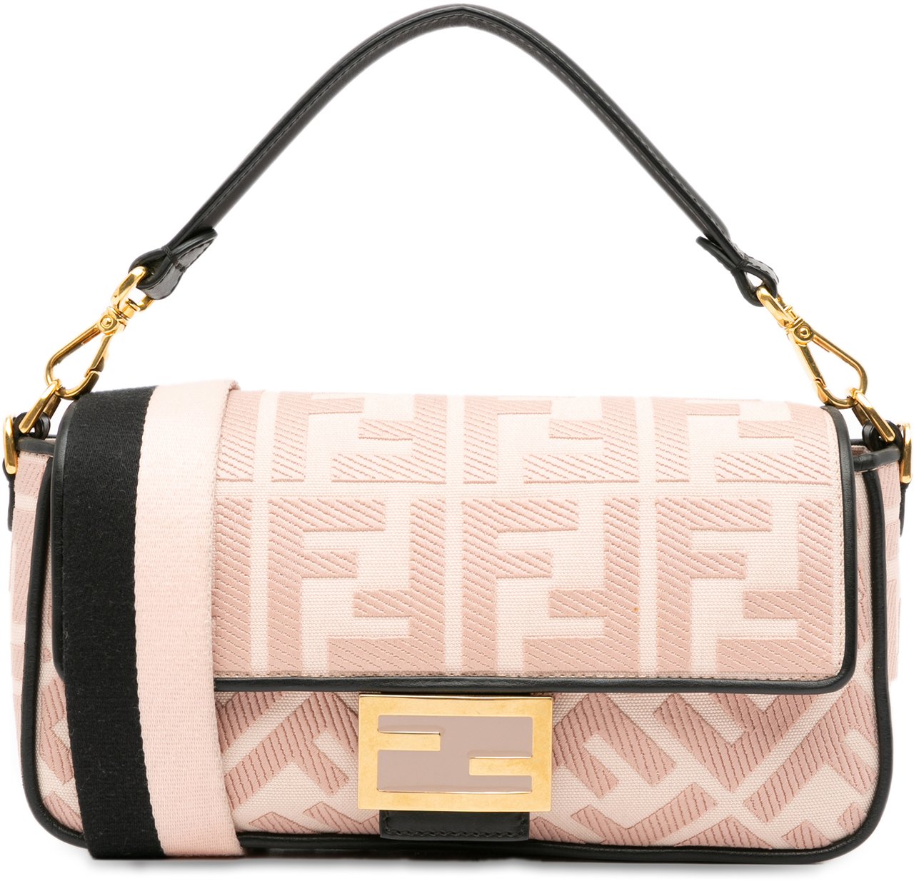Fendi Zucca Embroidered Baguette Satchel Roze