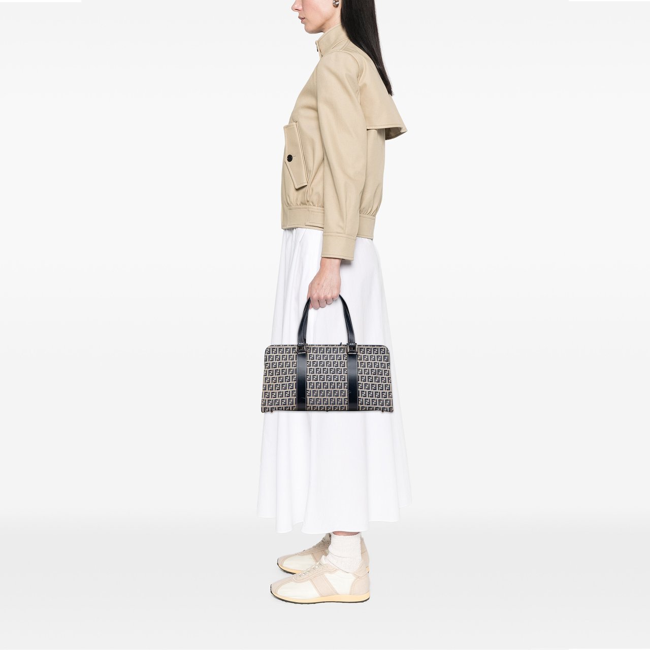 Fendi Zucchino Canvas Handbag Grijs