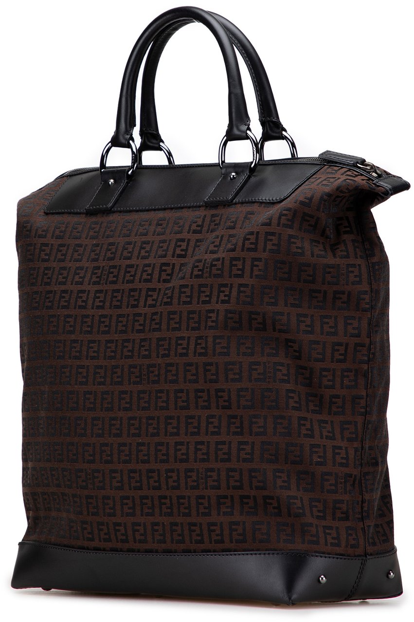 Fendi Zucchino Canvas Tote Bruin
