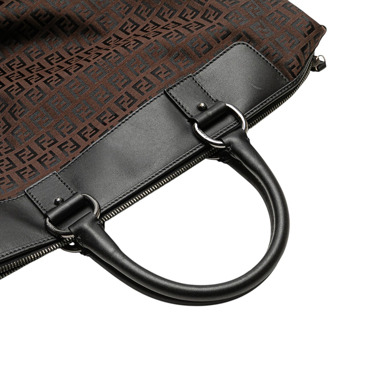 Fendi Zucchino Canvas Tote Bruin