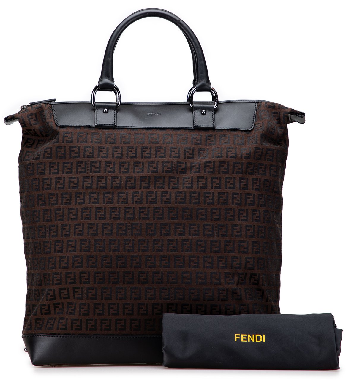 Fendi Zucchino Canvas Tote Bruin