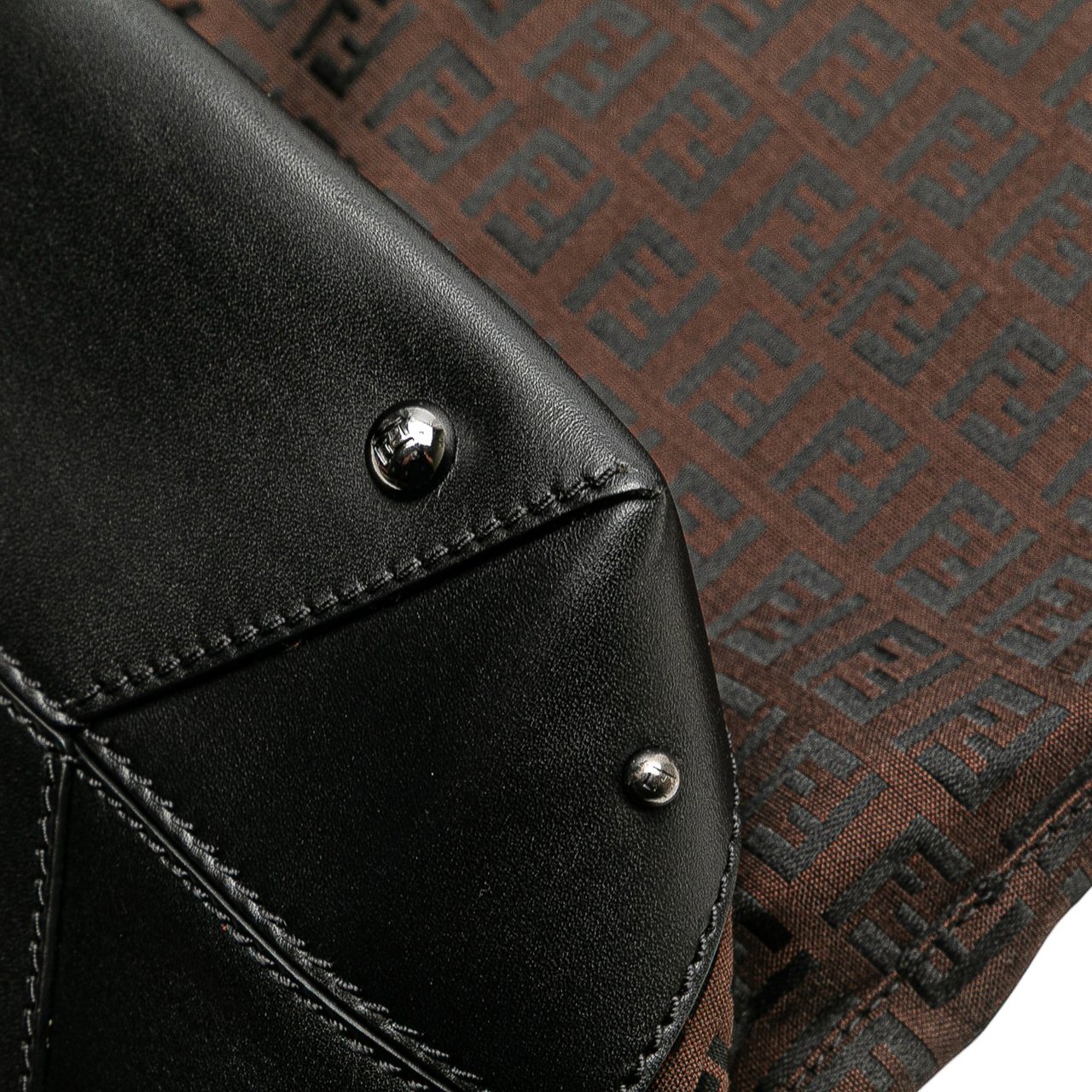 Fendi Zucchino Canvas Tote Bruin
