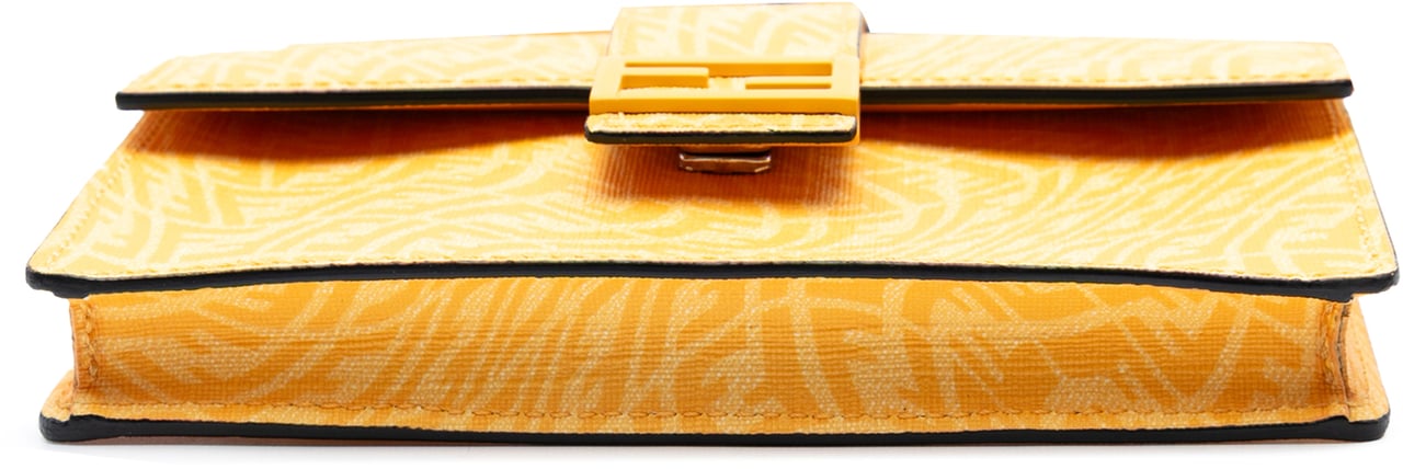 Fendi Sarah Coleman Small Glazed Fabric FF Vertigo Convertible Baguette Pouch Geel