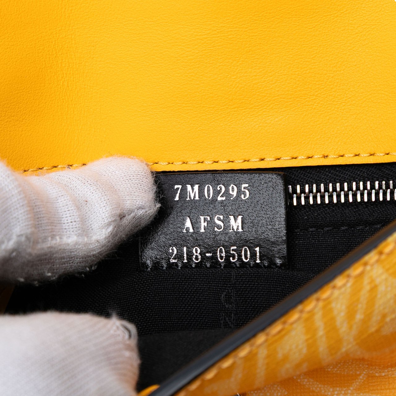 Fendi Sarah Coleman Small Glazed Fabric FF Vertigo Convertible Baguette Pouch Geel