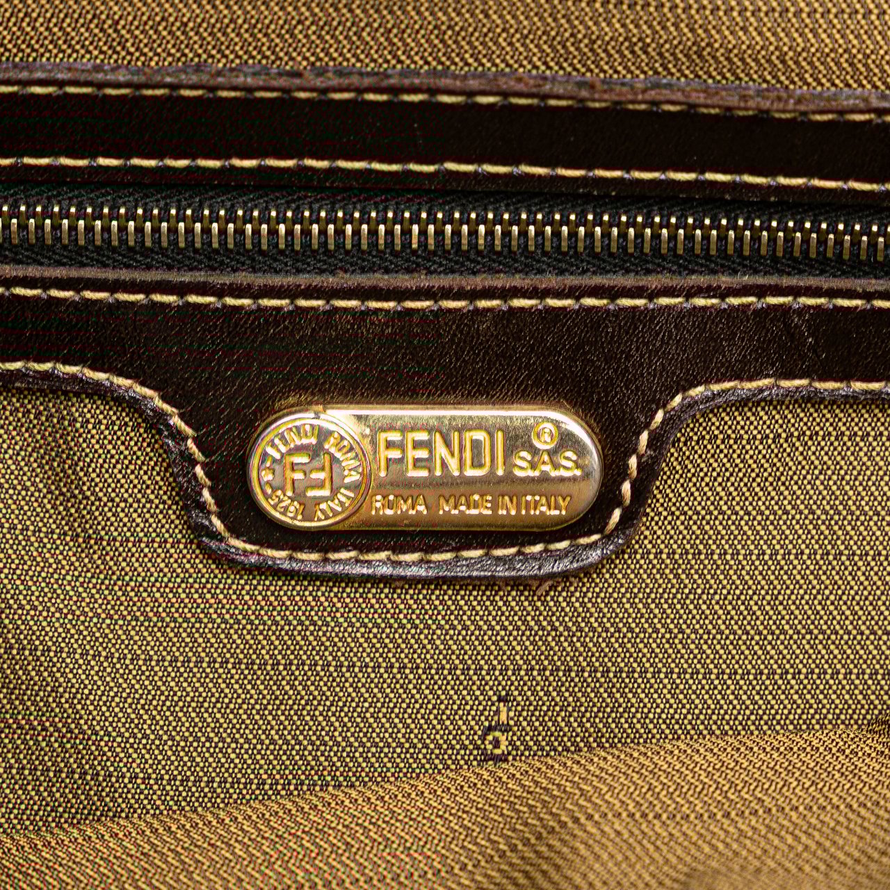 Fendi Zucca Canvas Twins Tote Bruin