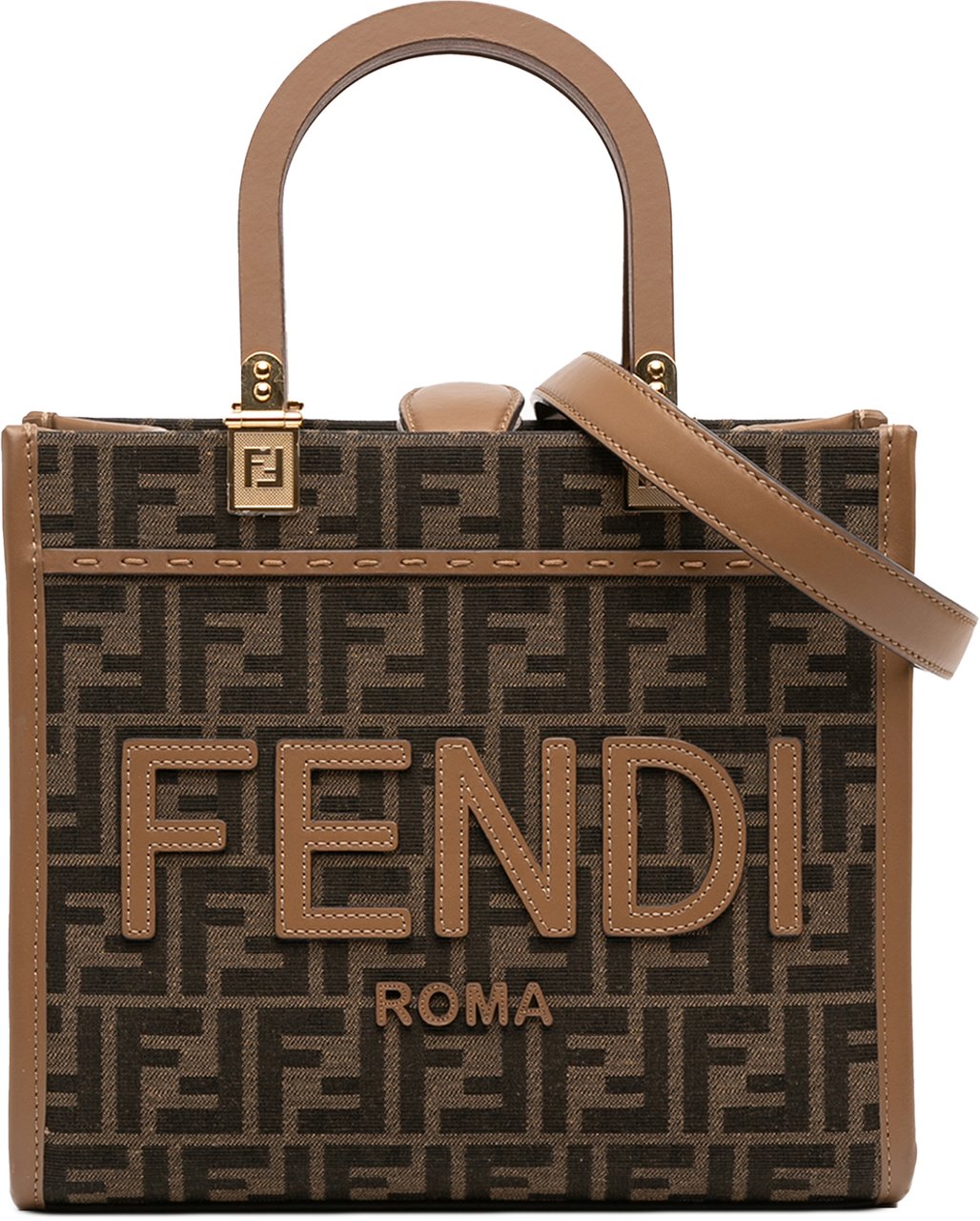 Fendi Small Zucca Canvas Sunshine Shopper Tote Bruin