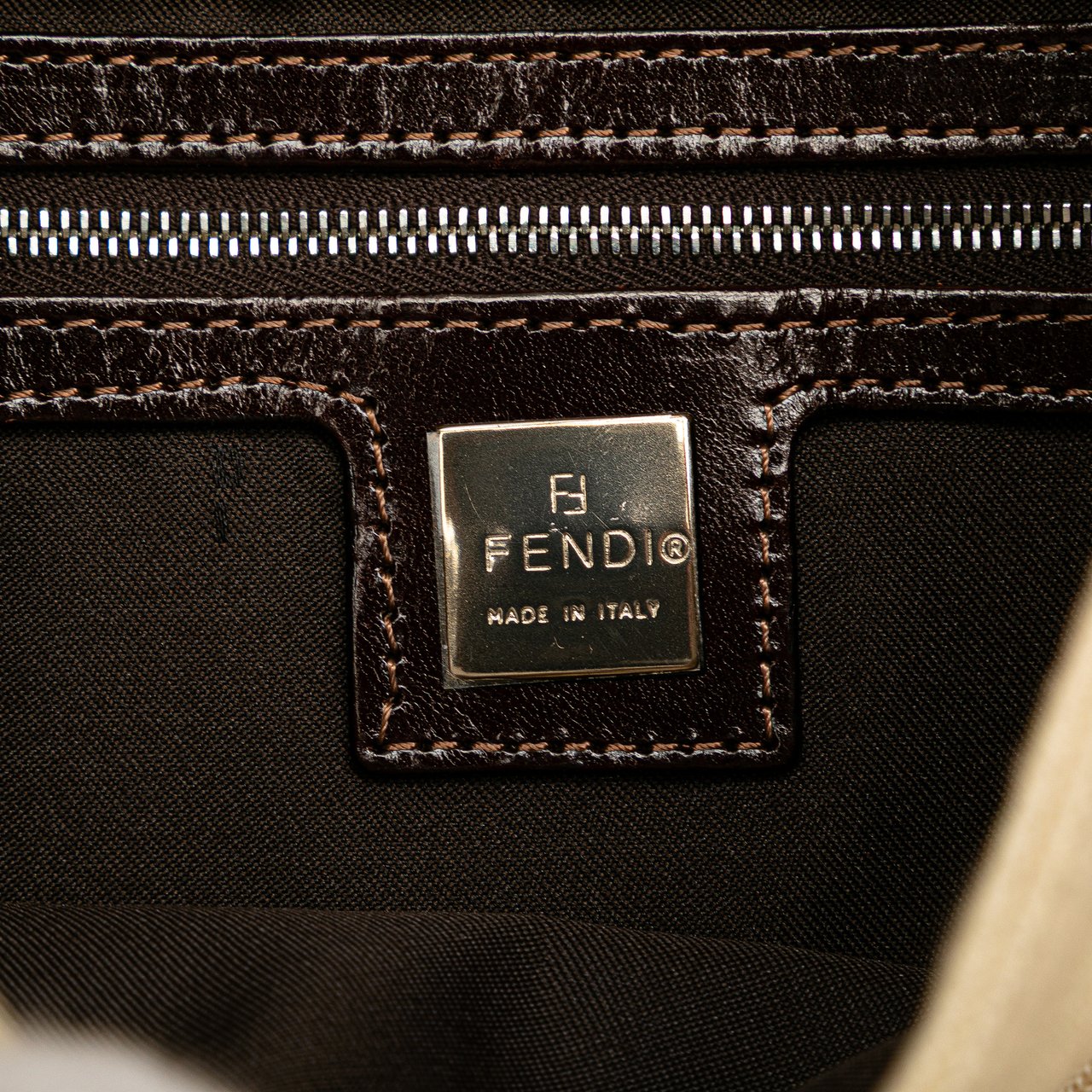 Fendi Zucca Canvas Shoulder Bag Bruin