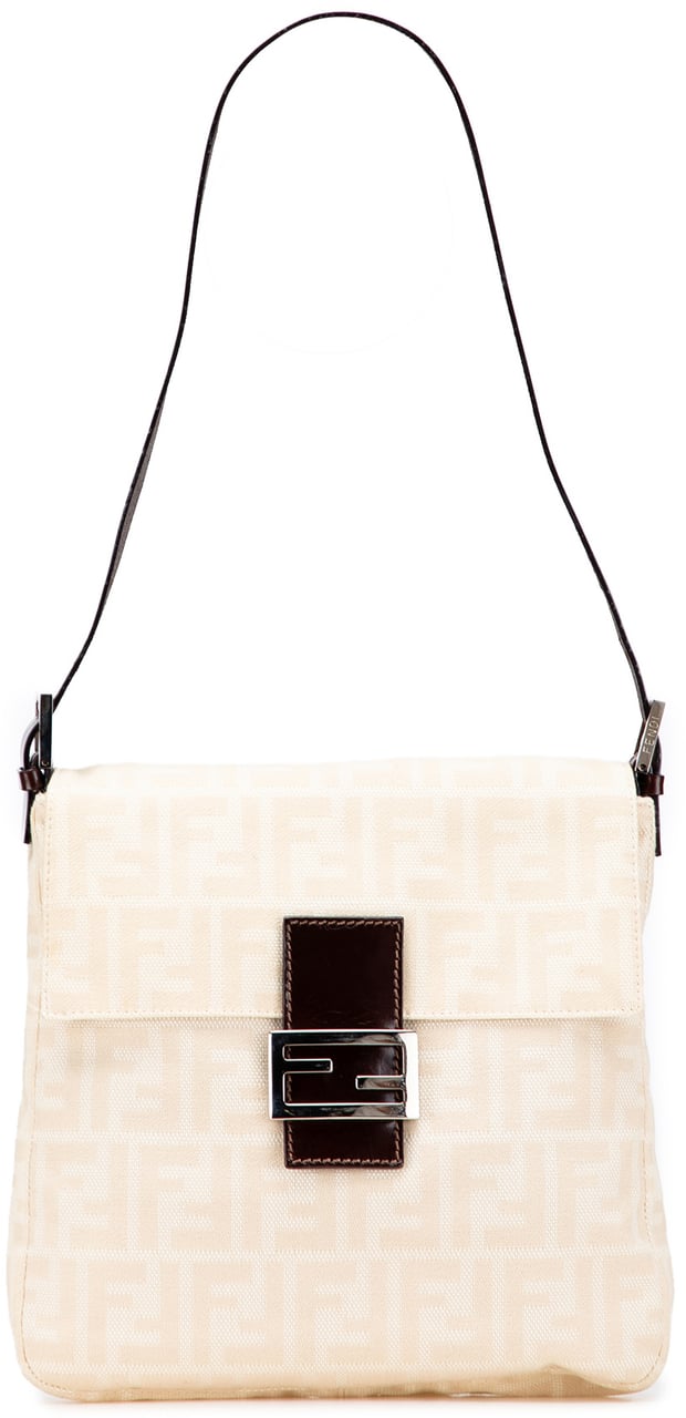 Fendi Zucca Canvas Shoulder Bag Bruin