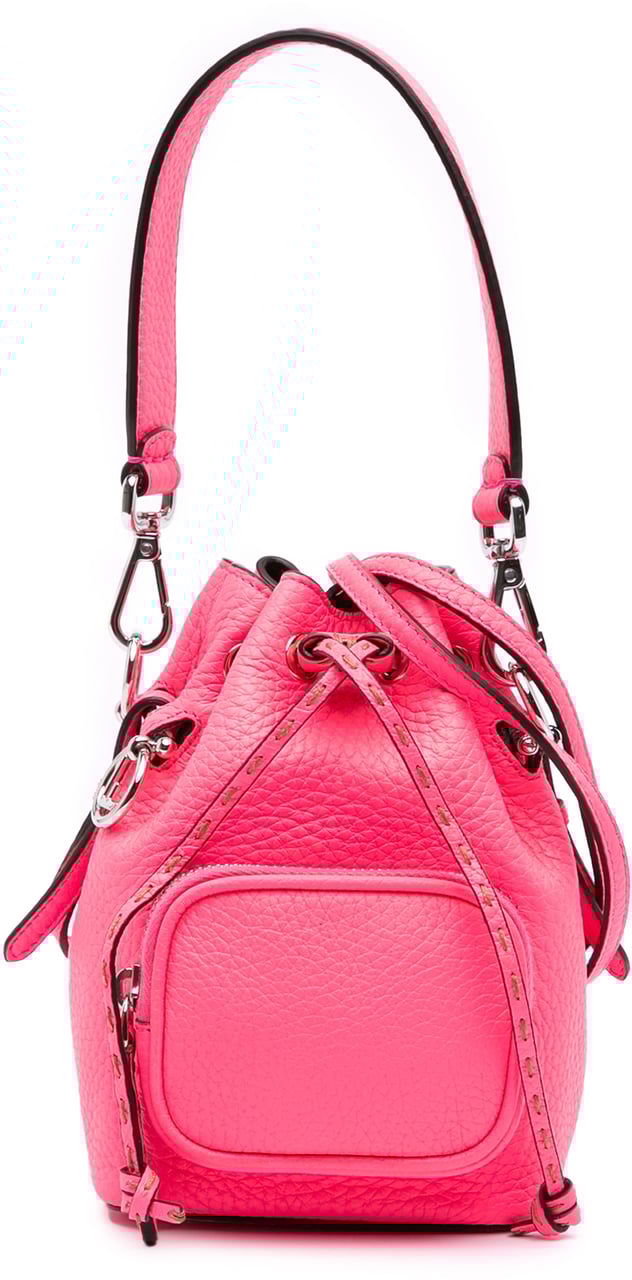 Fendi Mini Leather Mon Tresor Pocket Bucket Bag Roze