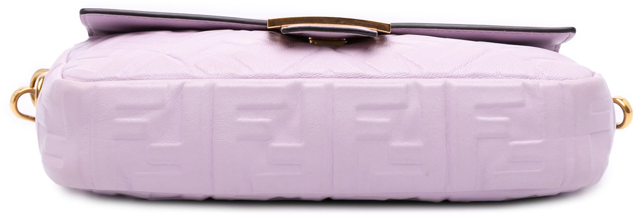 Fendi Zucca Embossed Leather Baguette Satchel Paars