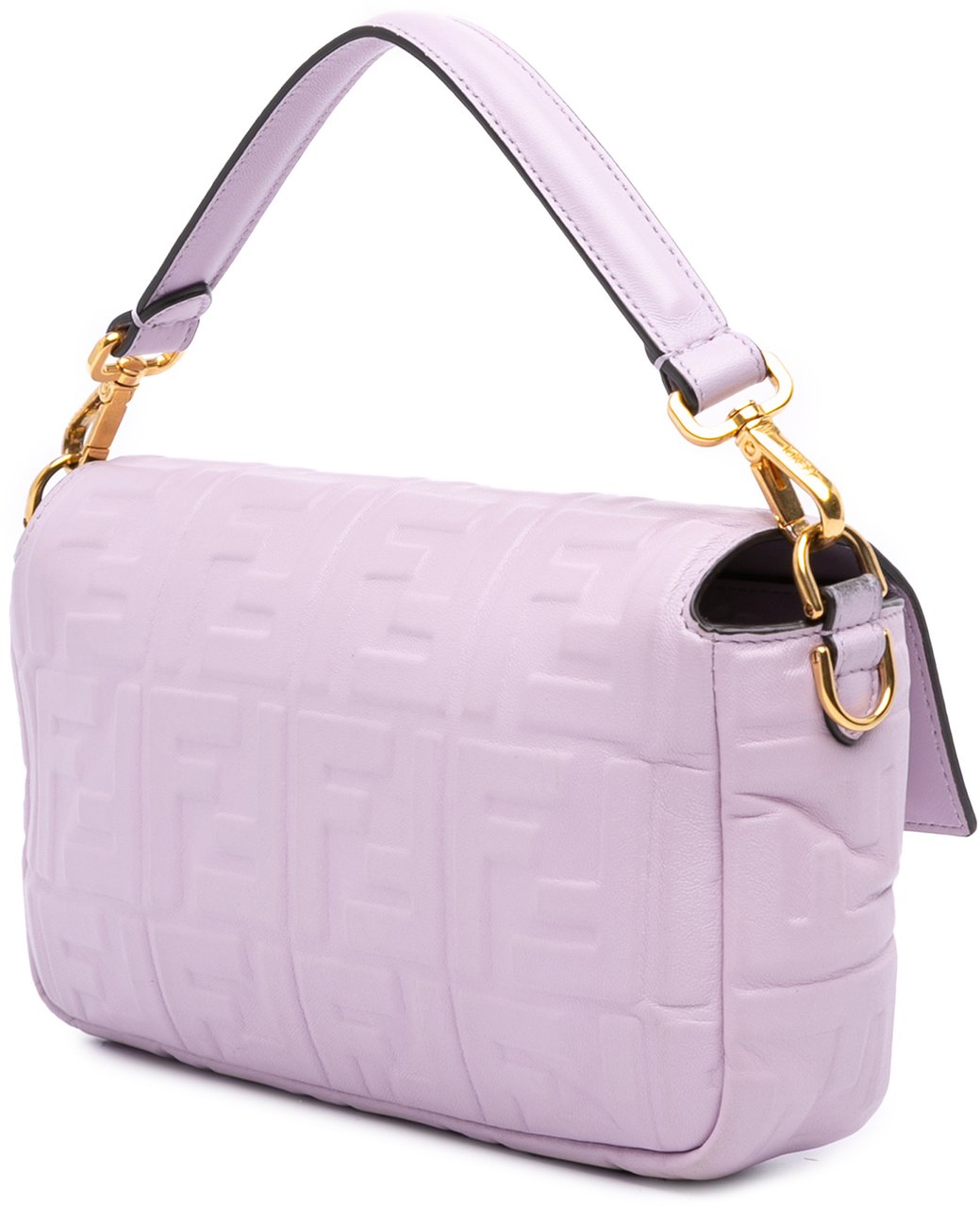 Fendi Zucca Embossed Leather Baguette Satchel Paars