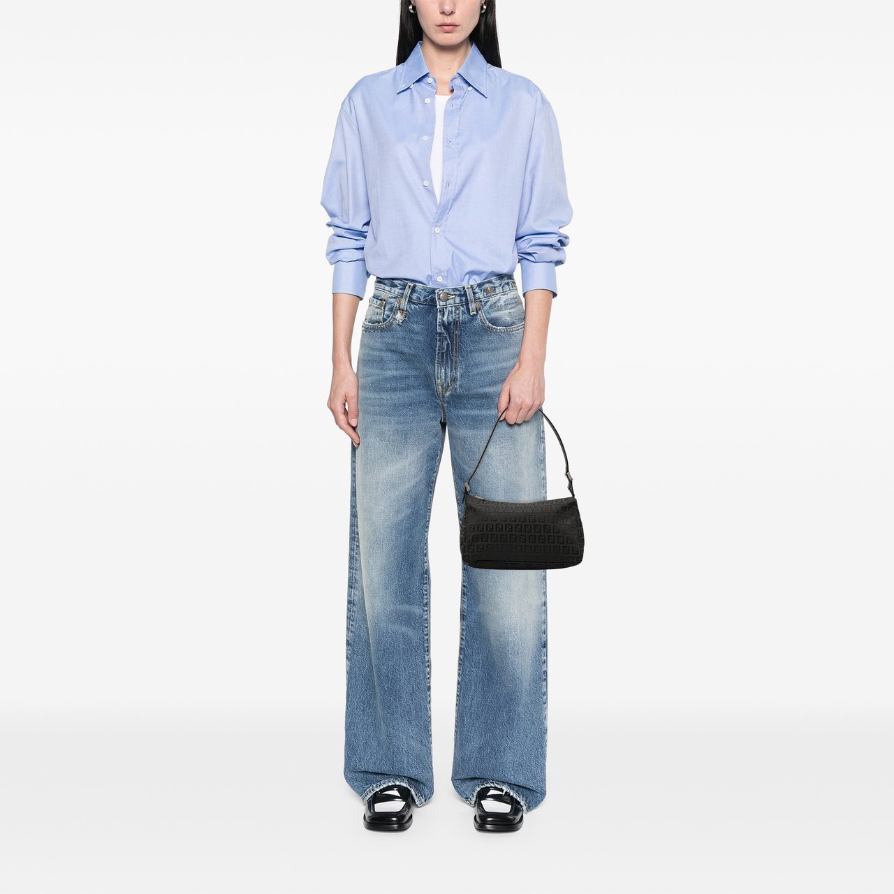 Fendi Zucchino Canvas Pochette Zwart