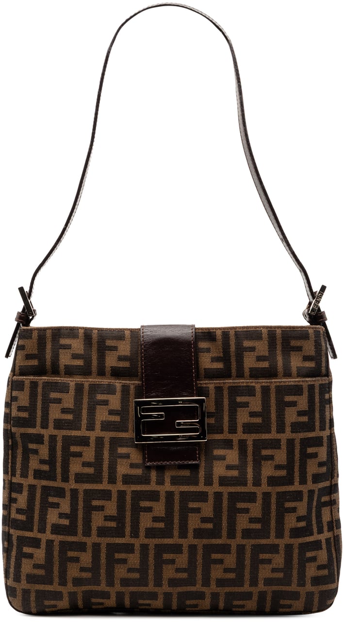Fendi Zucca Canvas Shoulder Bag Bruin