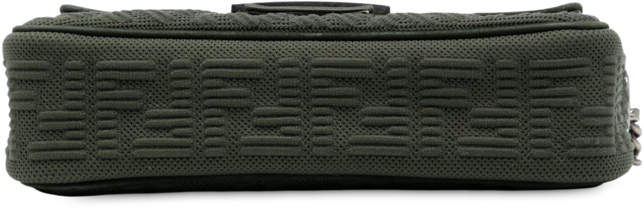 Fendi Zucca Embossed Technical Fabric Chain Midi Baguette Groen