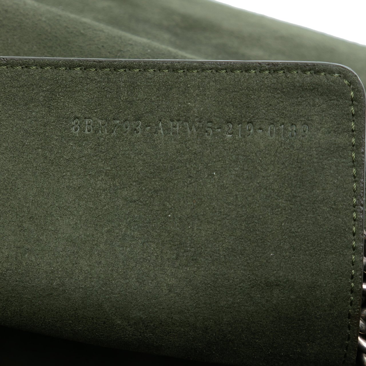 Fendi Zucca Embossed Technical Fabric Chain Midi Baguette Groen