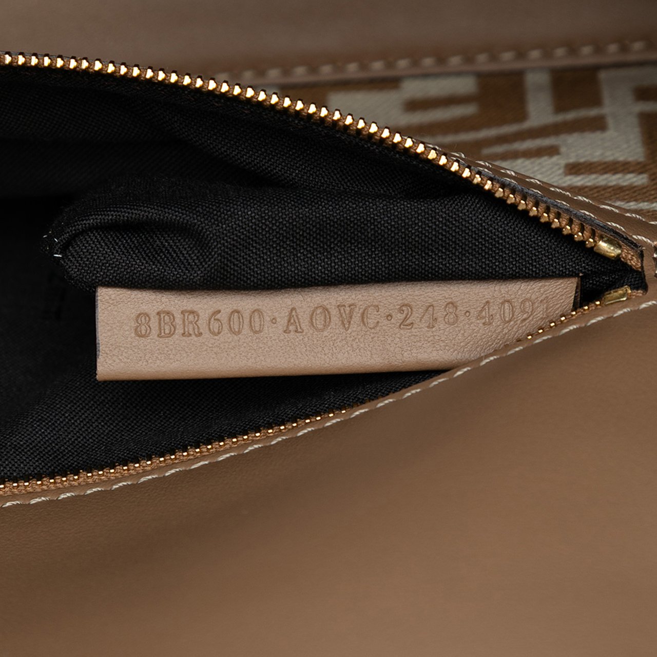 Fendi Pequin Canvas Baguette Satchel Bruin