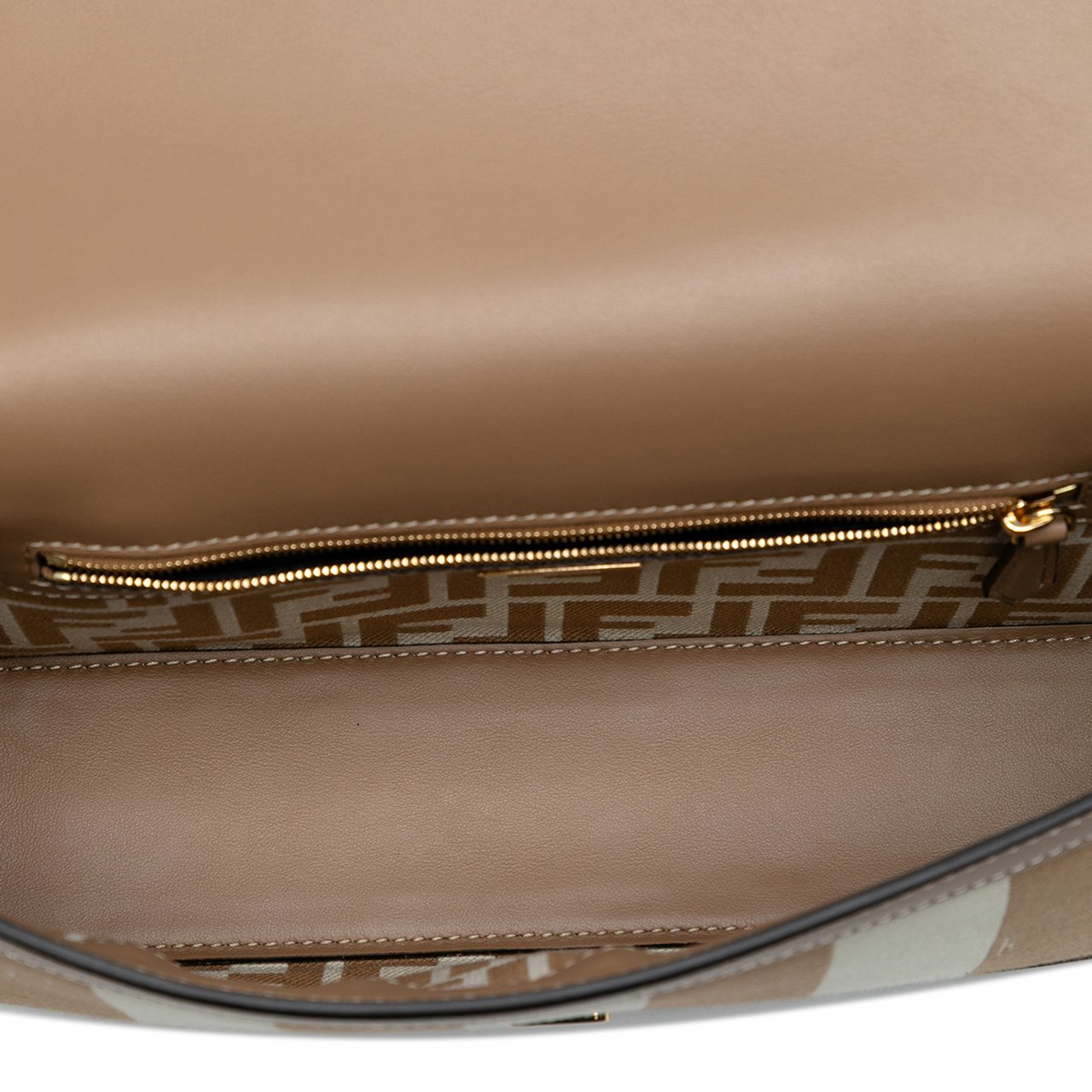 Fendi Pequin Canvas Baguette Satchel Bruin