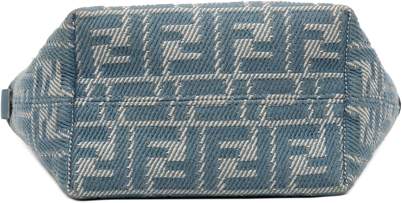Fendi Mini Denim Effect FF Jacquard Roll Satchel Blauw