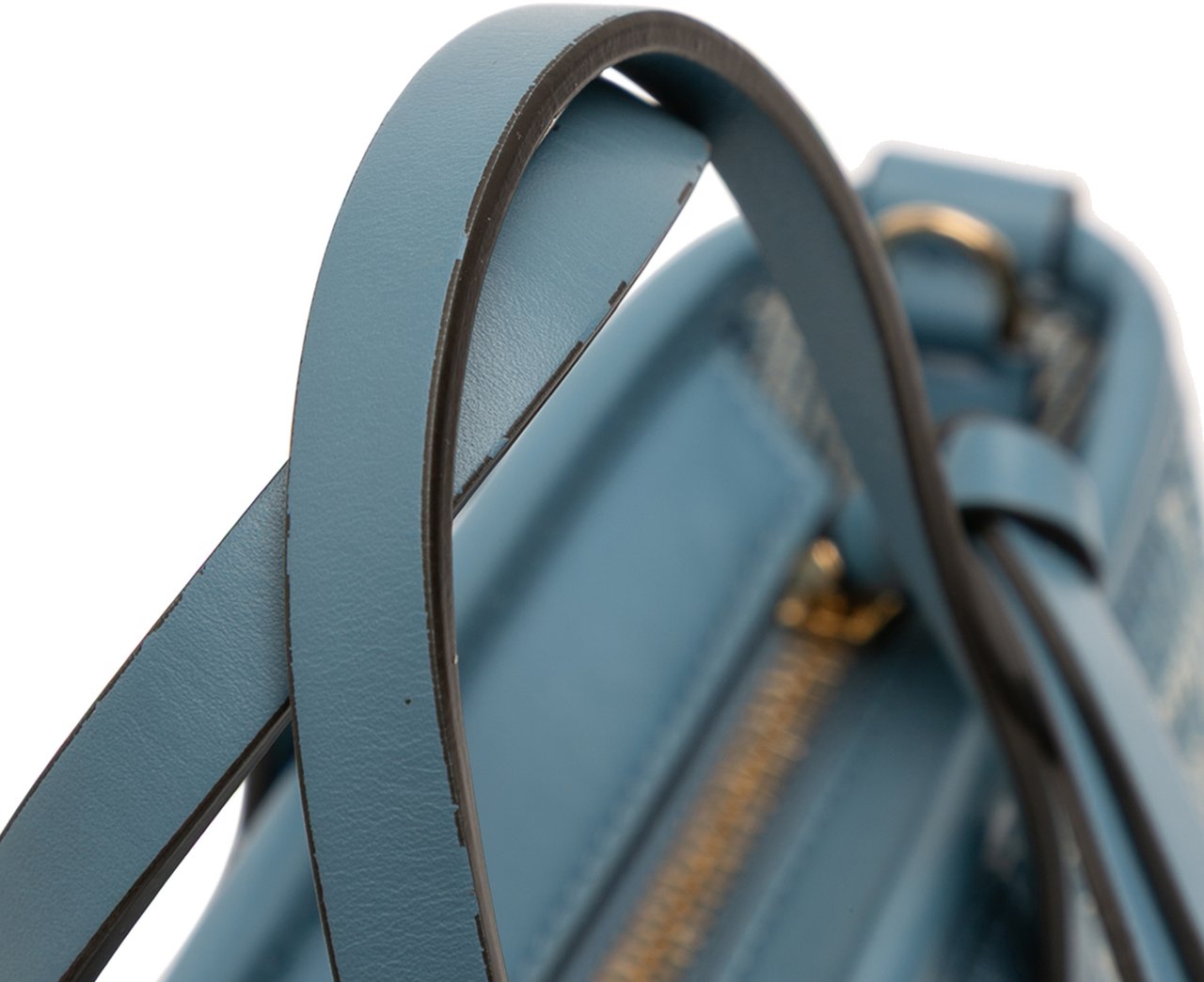 Fendi Mini Denim Effect FF Jacquard Roll Satchel Blauw