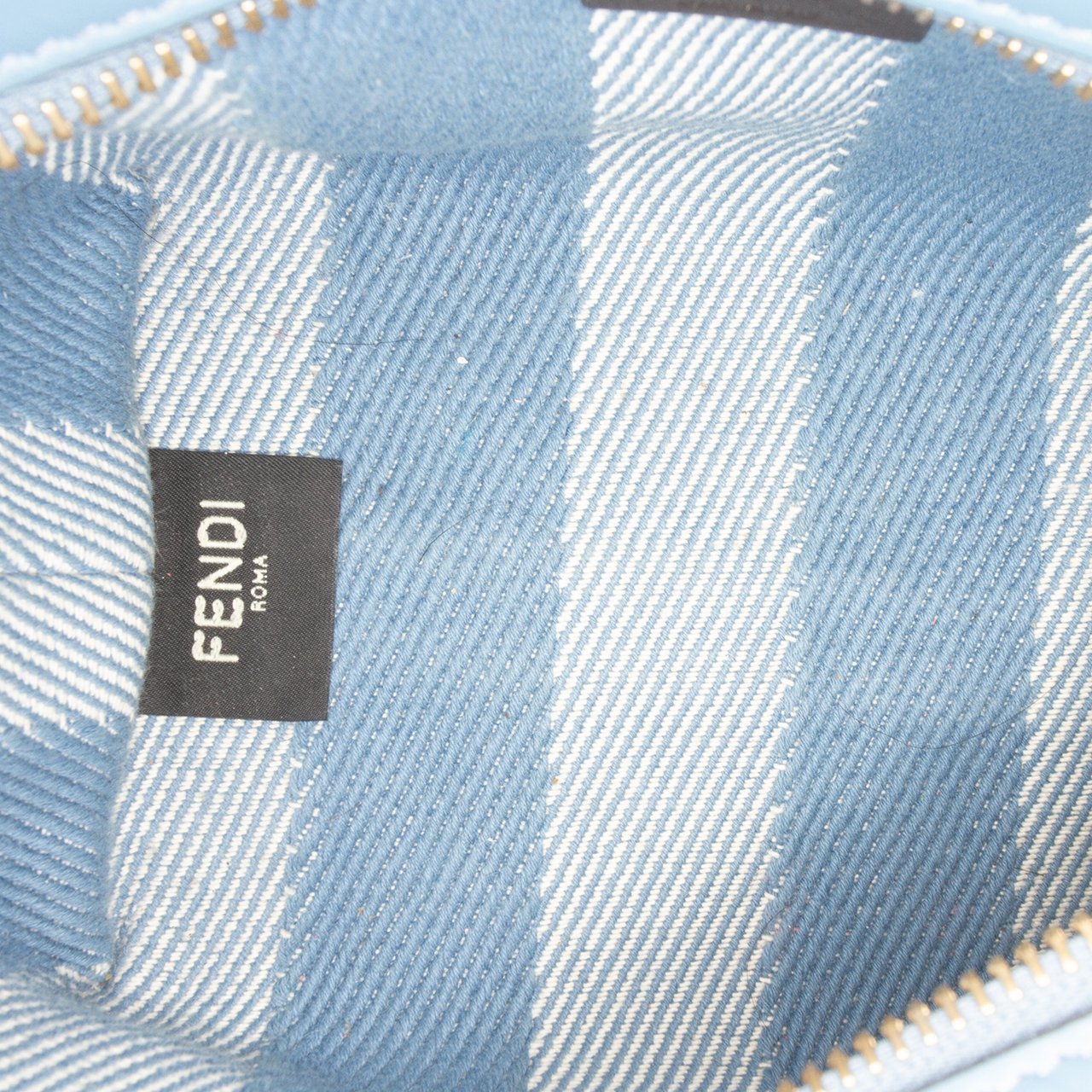 Fendi Mini Denim Effect FF Jacquard Roll Satchel Blauw