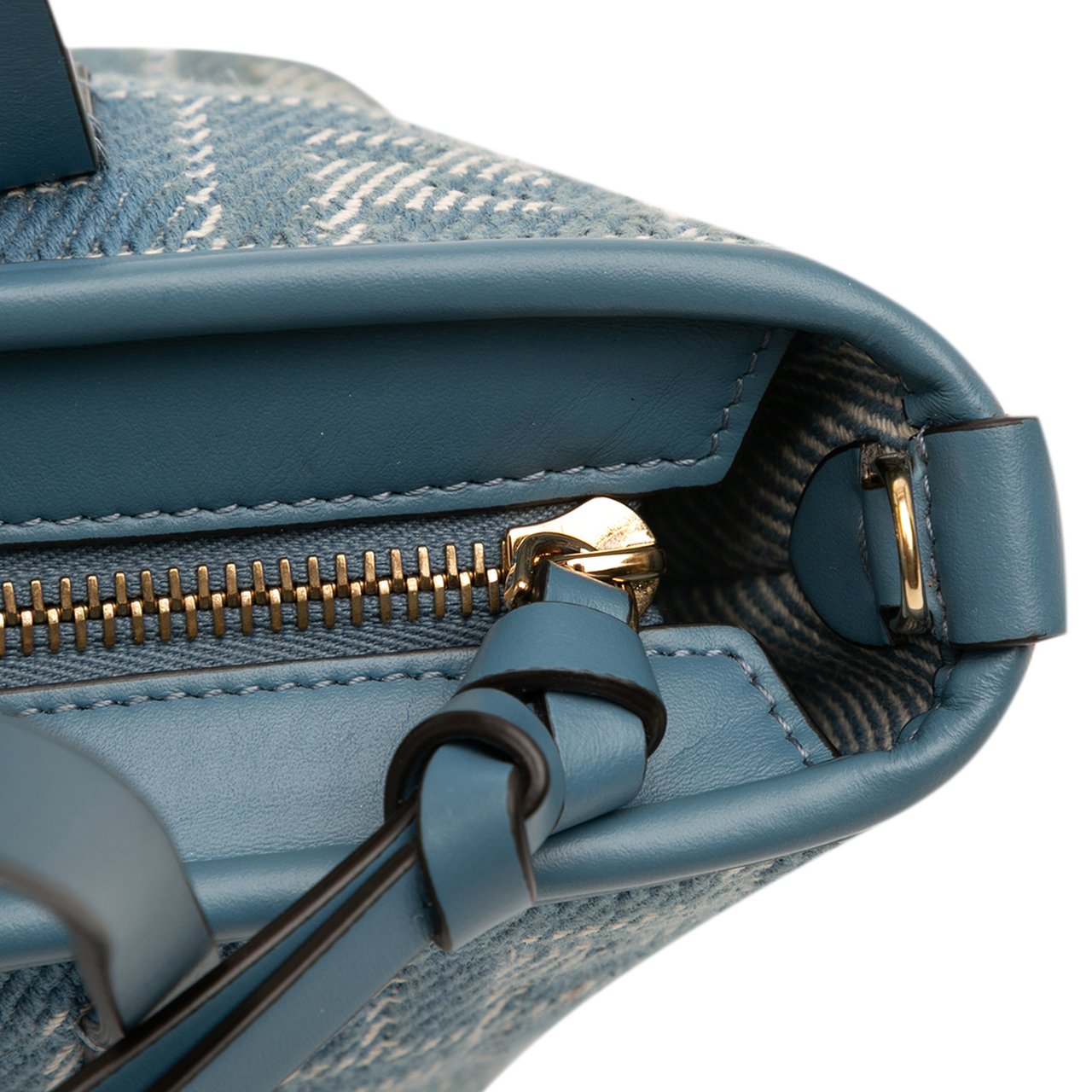 Fendi Mini Denim Effect FF Jacquard Roll Satchel Blauw