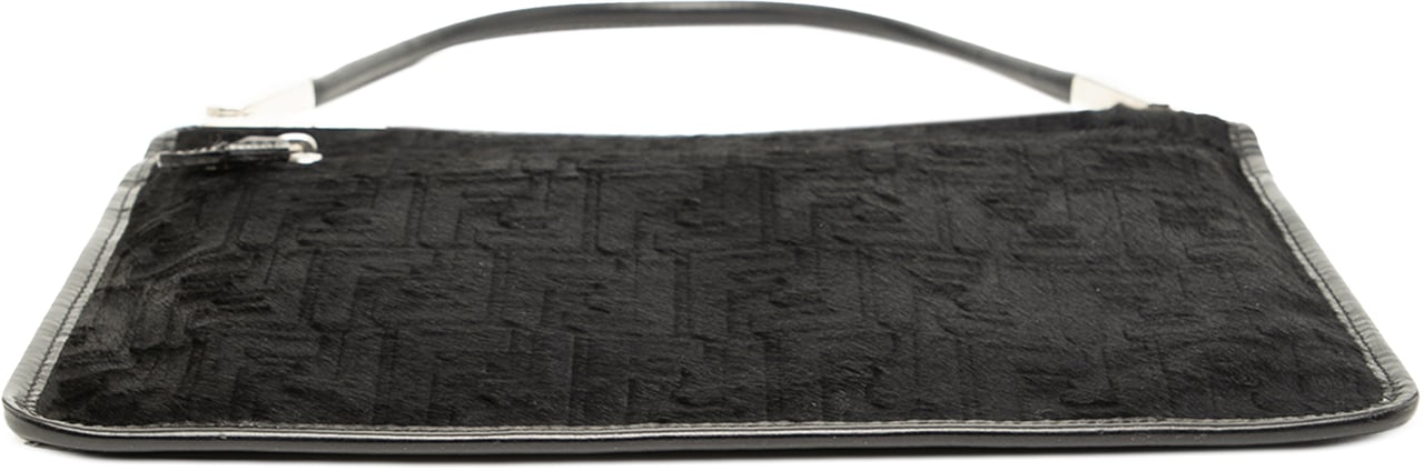 Fendi Zucca Pony Hair Shoulder Bag Zwart
