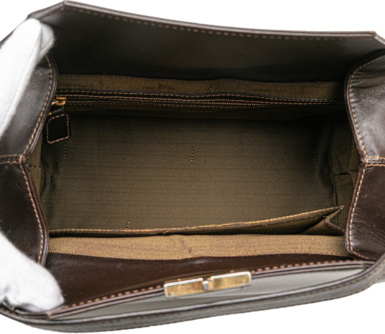 Fendi Zucca Canvas Push Lock Box Handbag Bruin