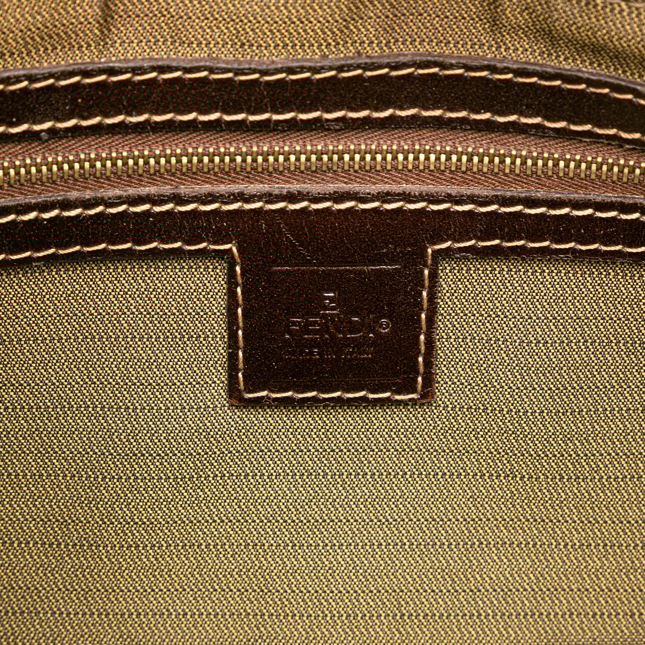Fendi Zucca Canvas Push Lock Box Handbag Bruin