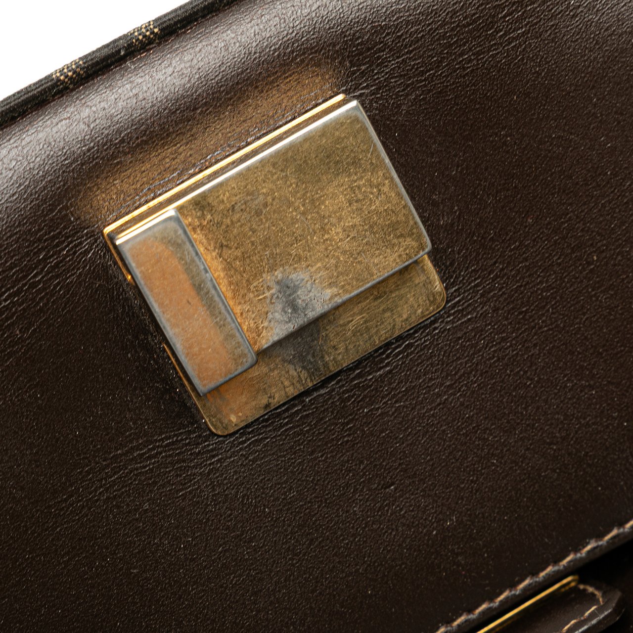 Fendi Zucca Canvas Push Lock Box Handbag Bruin