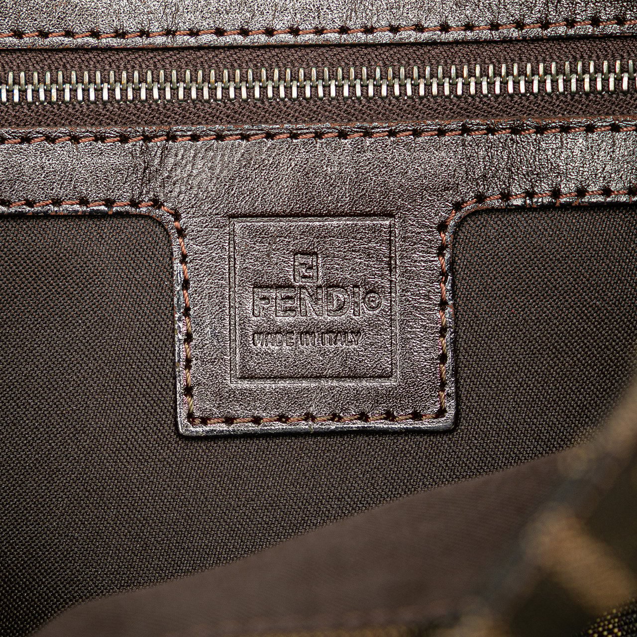 Fendi Zucca Canvas Shoulder Bag Bruin